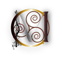 Cait Monroe logo Metallic C M with sword and celtic spirals