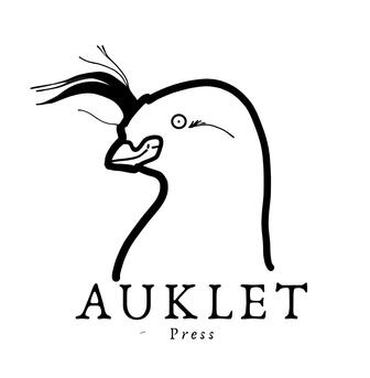 a sketch of a bird's profile and the name Auklet Press